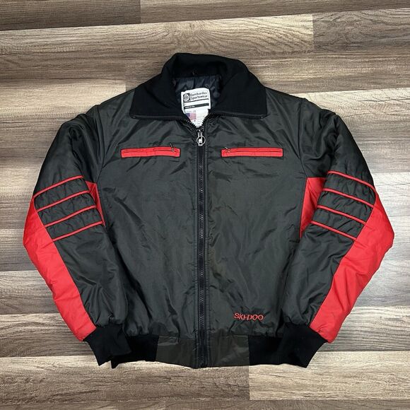 Vintage Bombardier Ski Doo Snowmobile Padded Winter Jacket Sz Small Made in USA - Picture 1 of 11